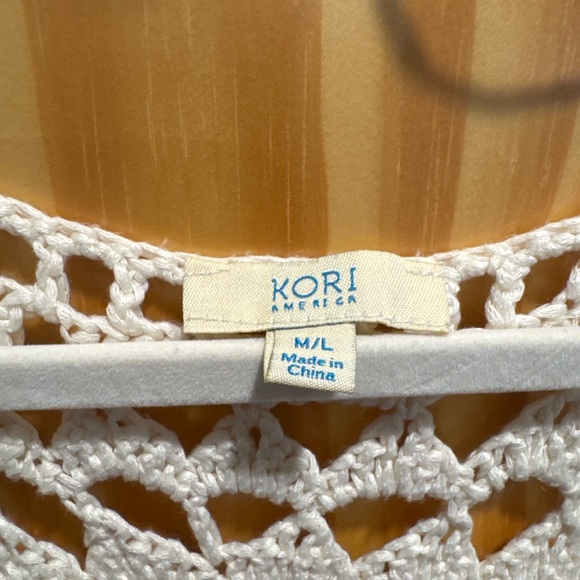 Kori America Crochet Kimono Cardigan – Cream Boho Fringe – M/L - Picture 2 of 2